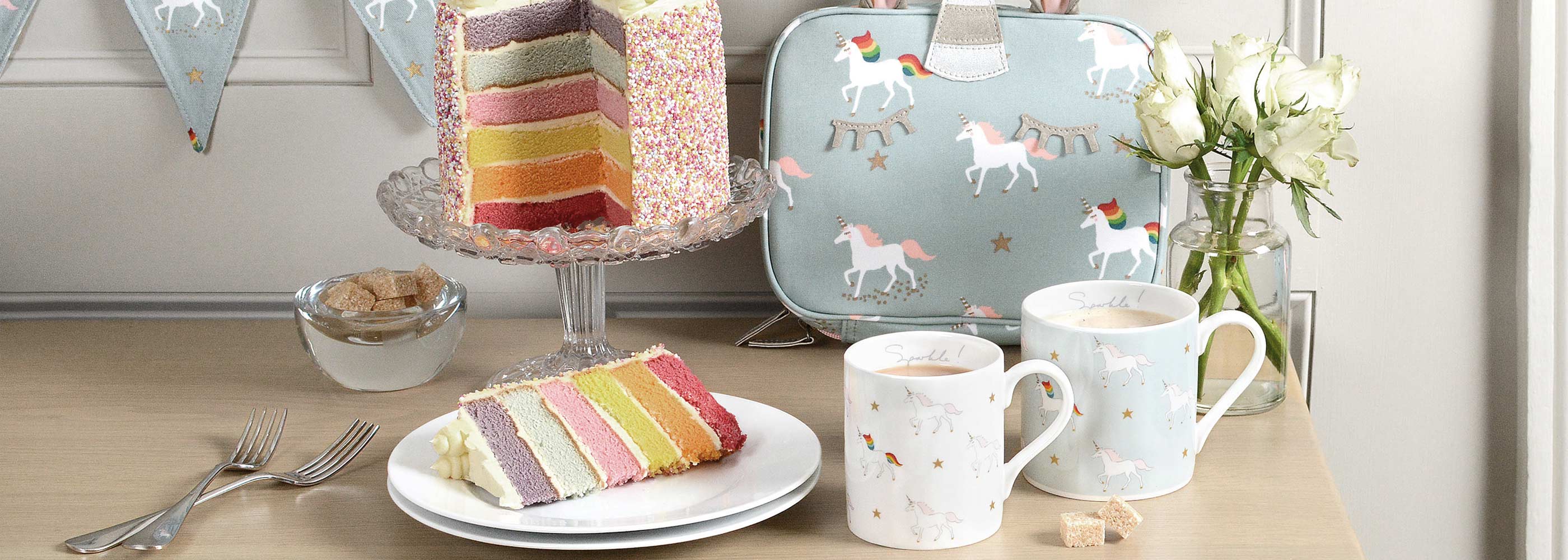 A selection of Sophie Allport design gifts including mugs and lunch bag
